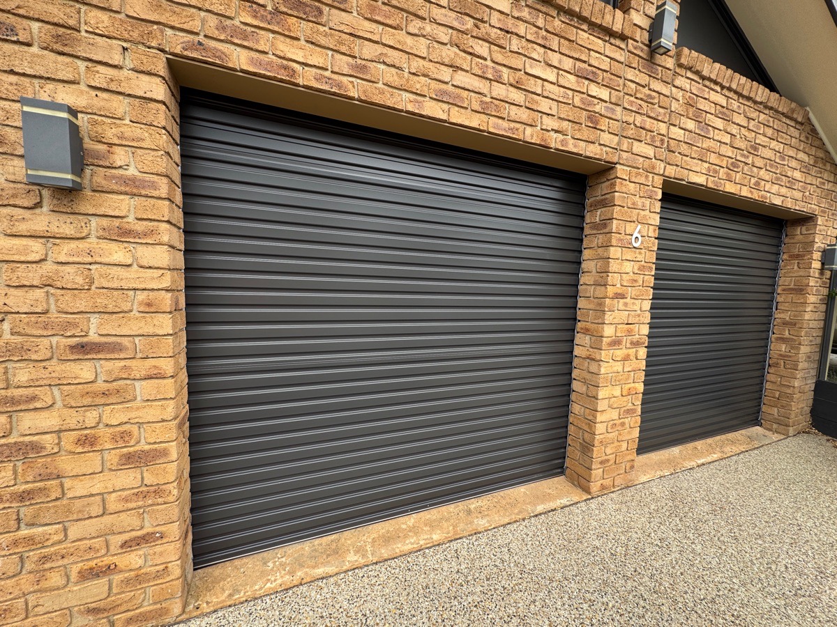 Residential garage door on a home exterior