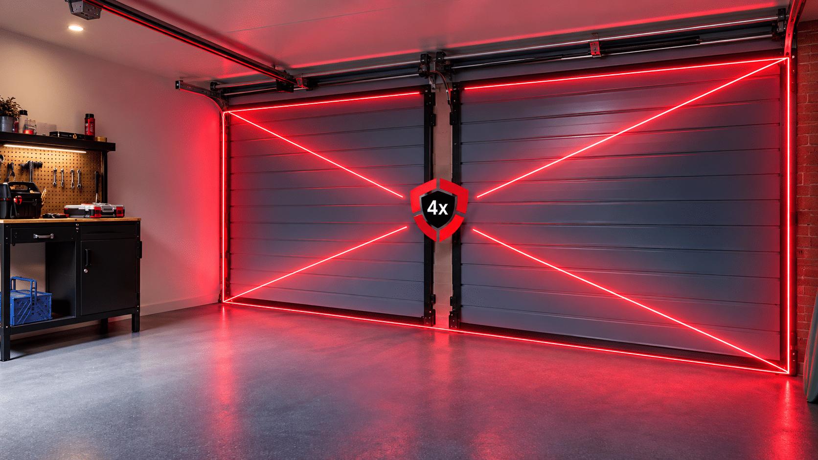 Roll-A-Door Secure double garage door with its four-part locking system highlighted